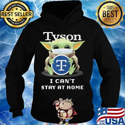 Baby Yoda mask hug Tyson I can't stay at home s Hoodie