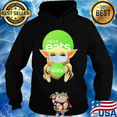 Baby Yoda mask hug Uber Eats s Hoodie