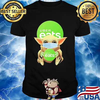 Baby Yoda mask hug Uber Eats shirt