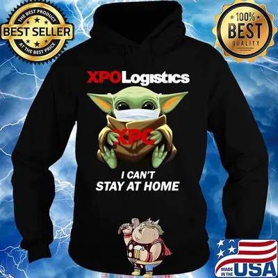 Baby Yoda mask hug XPO Logistics I can't stay at home s Hoodie