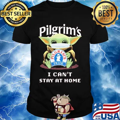 Baby Yoda mask Pilgrim's I can't stay at home shirt