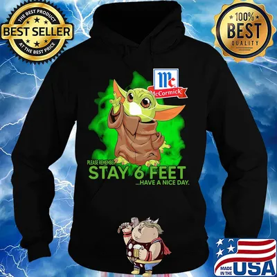 Baby Yoda mask Please remember stay 6 feet have a nice day Mc Cormick s Hoodie