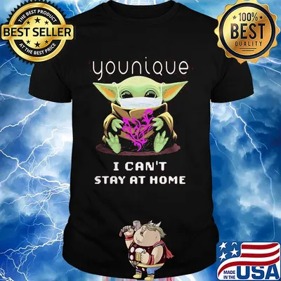 Baby Yoda mask Younique I can't stay at home shirt