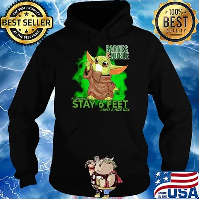 Baby yoda wear medical mask Barnes and Noble please remember stay 6 feet have a nice day covid-19 s Hoodie
