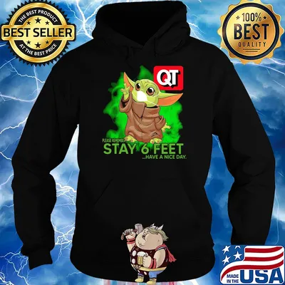 Baby yoda wear medical mask Quiktrip please remember stay 6 feet have a nice day covid-19 s Hoodie