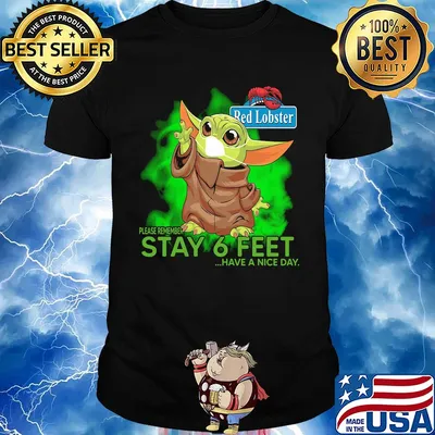 Baby yoda wear medical mask Red Lobster please remember stay 6 feet have a nice day covid-19 shirt