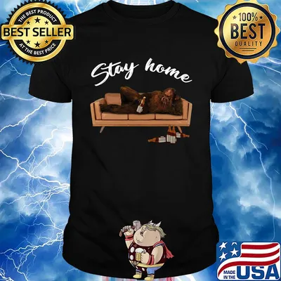 Bigfoot drinking beer on sofa stay home shirt