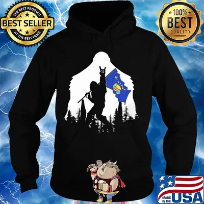 Bigfoot rock and roll montana flag in the forest s Hoodie