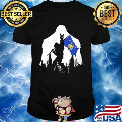 Bigfoot rock and roll montana flag in the forest shirt