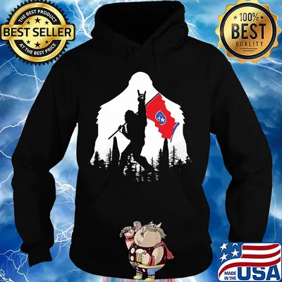 Bigfoot rock and roll tennessee flag in the forest s Hoodie