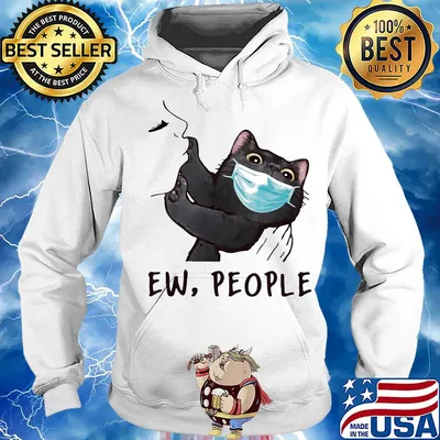 Black cat wear medical mask ew people covid-19 s Hoodie
