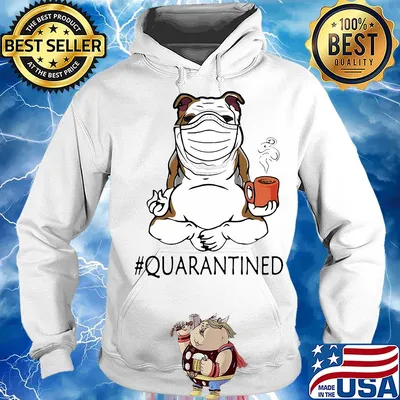 Bulldogs yoga and drink coffee quarantined mask covid-19 s Hoodie