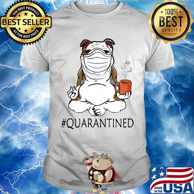 Bulldogs yoga and drink coffee quarantined mask covid-19 shirt