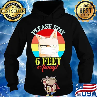 Cat meme please stay 6 feet away vintage covid-19 s Hoodie