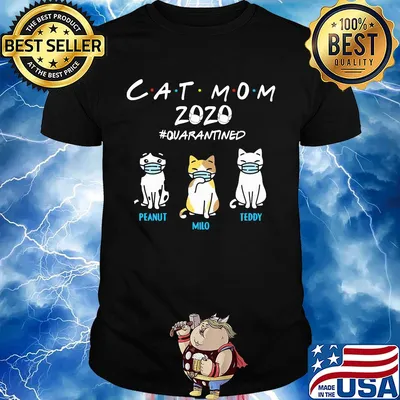 cat mom 2020 mask quarantined peanut milo teddy shirt