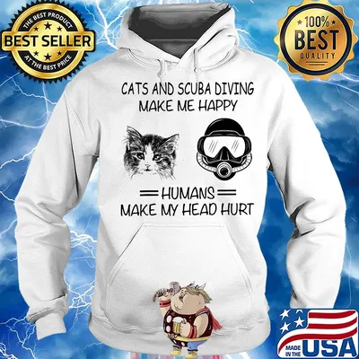 Cats and scuba diving make me happy humans make my head hurt s Hoodie