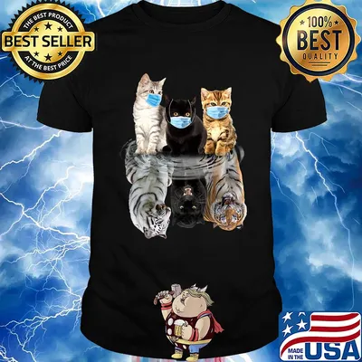 Cats Face Mask Water Mirror Reflection Tigers Shirt