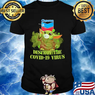 Chevron baby yoda destroy the covid-19 virus shirt