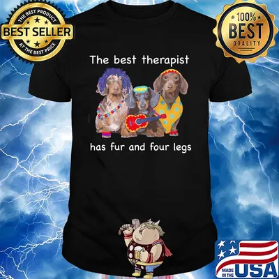 Dachshund band the best therapist has fur and four legs shirt