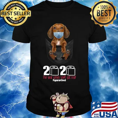 Dachshund mask in pocket 2020 toilet paper the year when shit got real quarantined shirt
