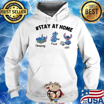 Disney stitch stay at home sleeping food wifi s Hoodie