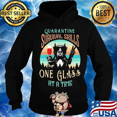 French bulldog drink wine quarantine survival skills one glass at a time vintage s Hoodie