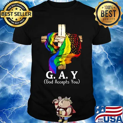 Gay god accepts you jesus american flag lgbt shirt