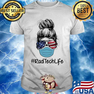 Girl rad tech life american flag covid-19 shirt
