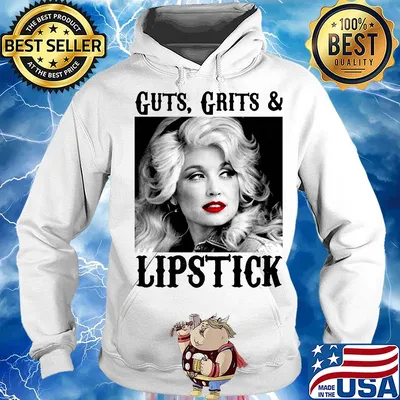 Guts grits and lipstick dolly parton picture white black s Hoodie