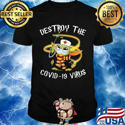 Harry potter baby yoda nurse mask destroy the covid-19 virus shirt