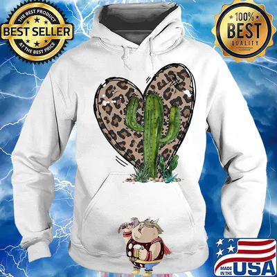 Leopard Heart with Cactus s Hoodie