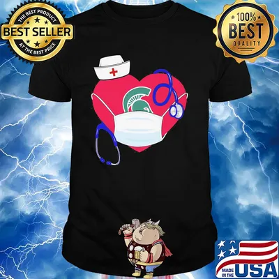 Love heart Michigan State Spartans stethoscope nurse Covid-19 s 14