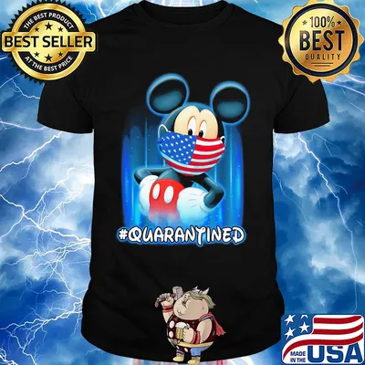 Mickey mouse quarantined American flag mask Disney shirt