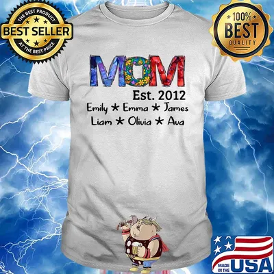 Mom est 2012 emily emma james liam olivia ava flowers shirt