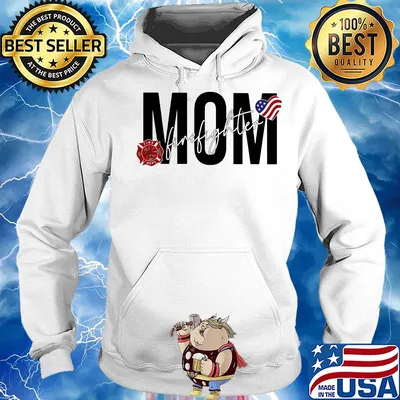 Mom firefighter heart american flag s Hoodie