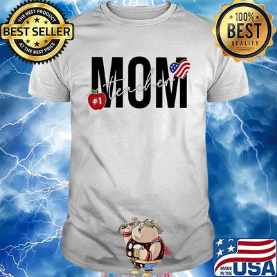 Mom teacher apple heart american flag shirt