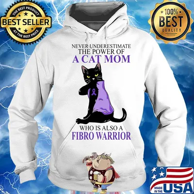 Never underestimate the power of a cat mom who is also a fibro warrior cancer awareness s Hoodie