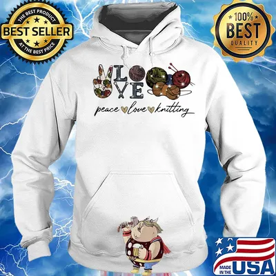 Official peace love knitting s Hoodie
