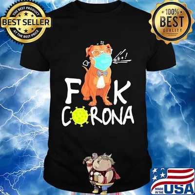 Pitbull wear medical mask fuck coronavirus shirt