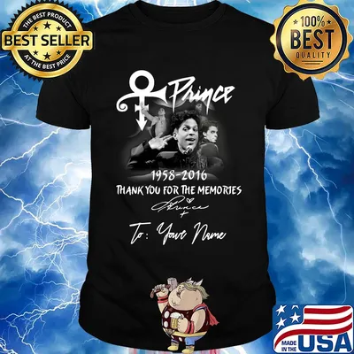 Prince Rogers Nelson 1958-2016 signature thank you for the memories to your name shirt