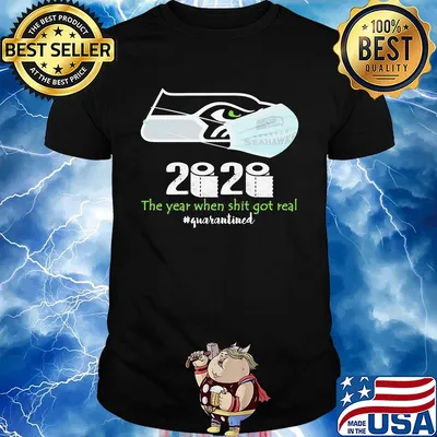 Seattle seahawks 2020 the year when shit got real quarantined toilet paper mask covid-19 shirt