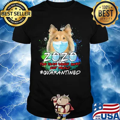 Shetland Sheepdog 2020 the year when shit got real #quarantined mask shirt