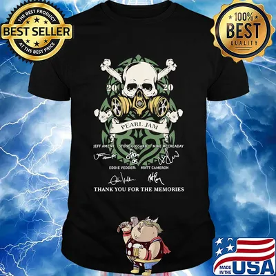 Skull 2020 pearl jam thank you for the memories signatures shirt