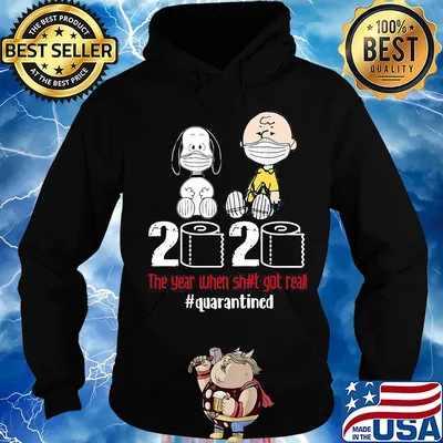 Snoopy and charlie brown 2020 the year when shit got real quarantined toilet paper mask covid-19 s Hoodie