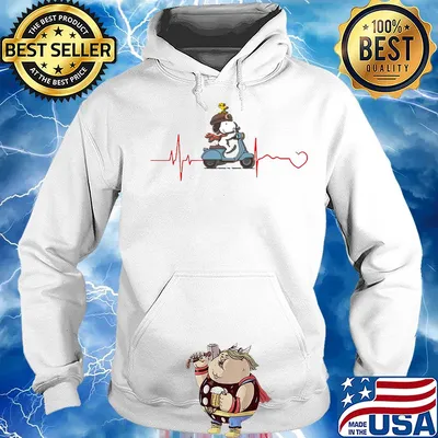 Snoopy and Woodstock ride motorbike heart s Hoodie