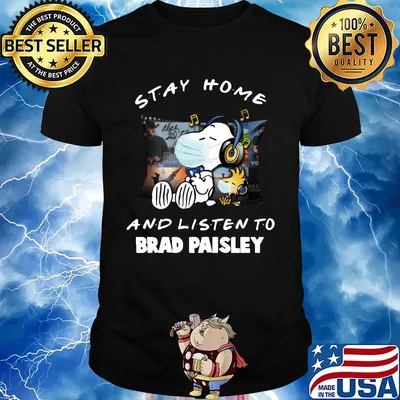 Snoopy stay home and listen to brad paisley covid-19 shirt