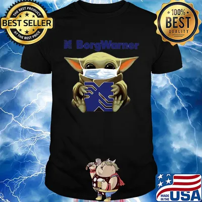 Star wars baby yoda hug borgwarner mask covid-19 shirt