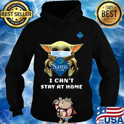Star wars baby yoda hug Sam’s club I can’t stay at home mask covid-19 s Hoodie