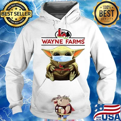 Star wars baby yoda hug wayne farms mask covid-19 s Hoodie