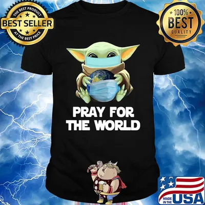 Star wars baby yoda mask hug earth pray for the world covid-19 shirt